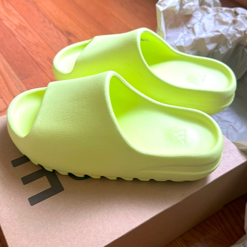 Authentic Yeezy Neon Green Slides Size 8